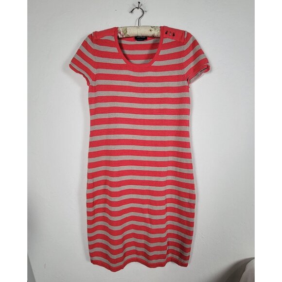 Saint James Womens Striped Short Sleeve Knit Dress Small US 8 Red Linen Blend - Picture 1 of 9